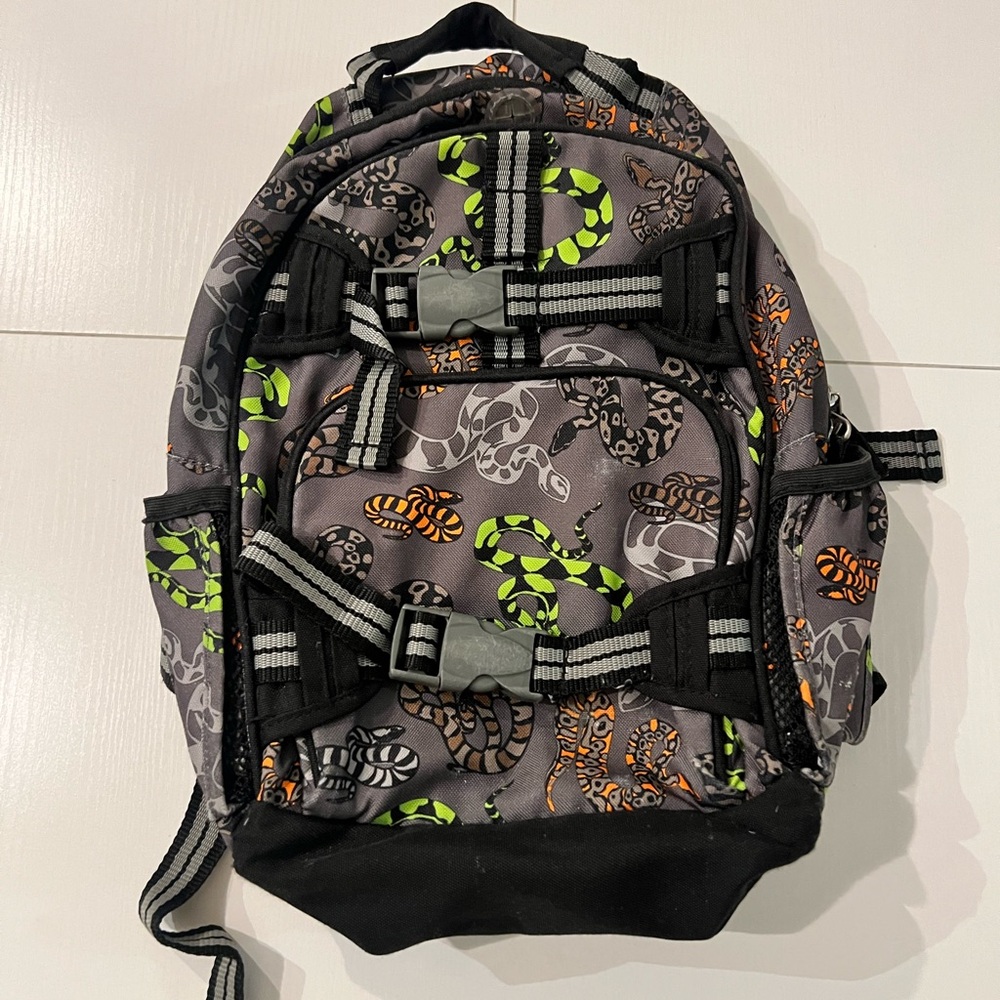 Pottery Barn Kids Gray Backpack with Green and Orange Accents